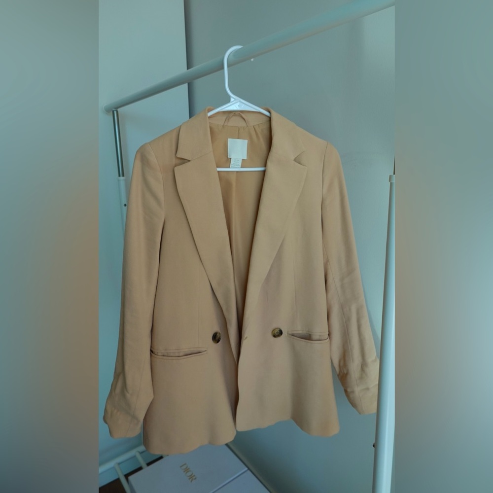 H&M blazer color beige, size-3XS